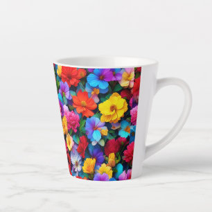 Multicolored Flowers Pattern-75647 Latte Mug