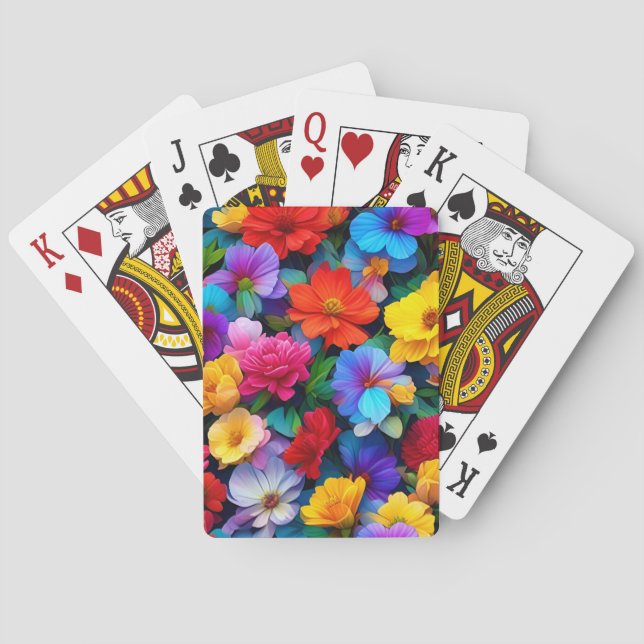 Multicolored Flowers Pattern-75647 Playing Cards (Back)
