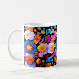 Multicolored Flowers Pattern Coffee Mug
