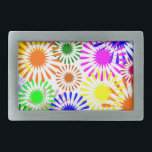 Multicolored Flowers Rectangular Belt Buckle<br><div class="desc">Flowers in many colours. Exclusive colourful design.</div>