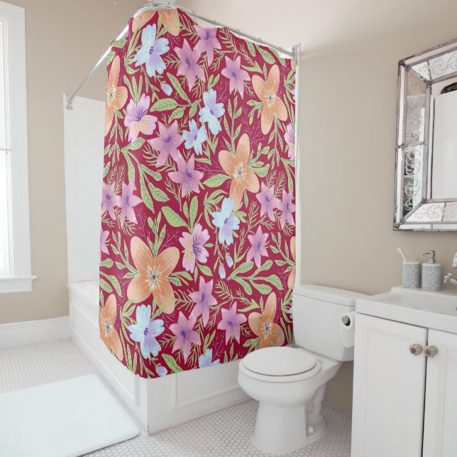 Multicolored Flowers  Shower Curtain (In Situ)
