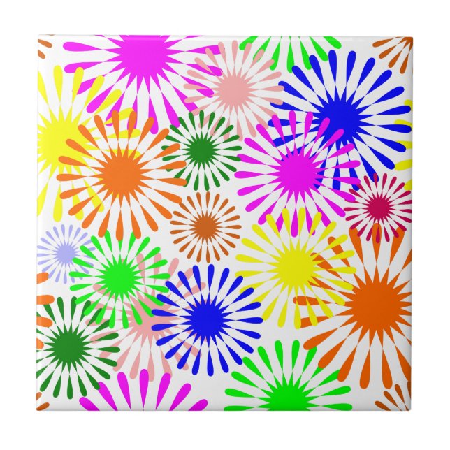 Multicolored Flowers Tile (Front)