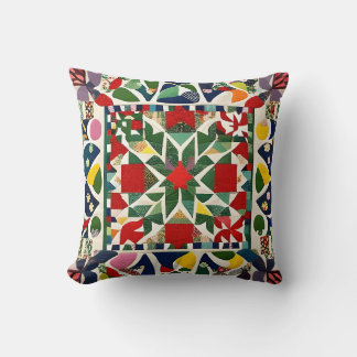 Multicolored folk pattern cushion
