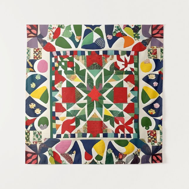 Multicolored folk pattern tapestry (Front)