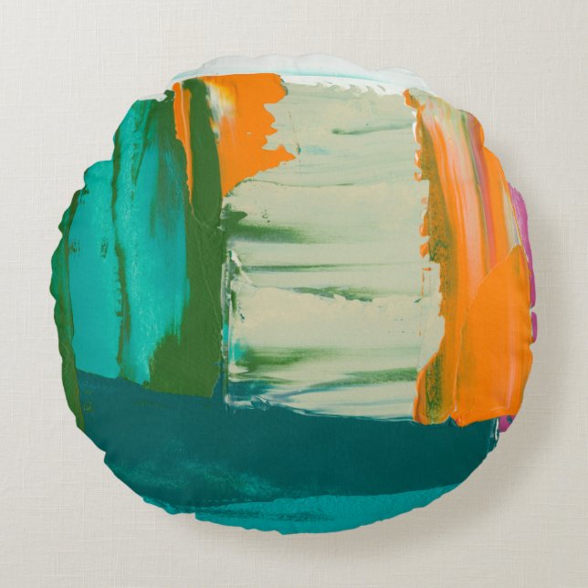 Multicolored Free Expression Painting Round Cushion (Front)