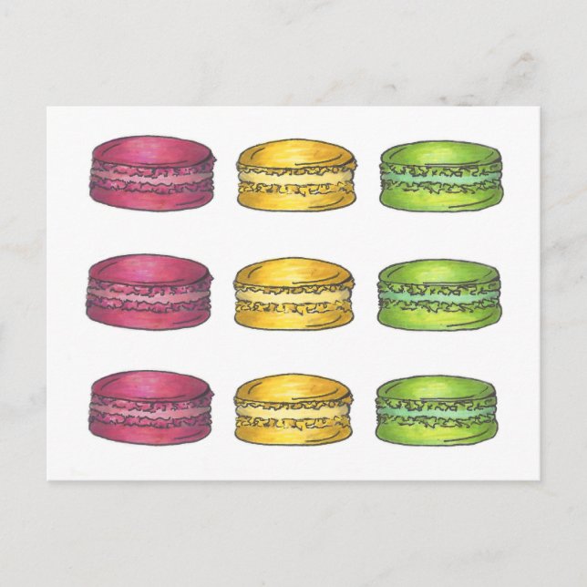Multicolored French Macaron Macarons Cookie Card (Front)