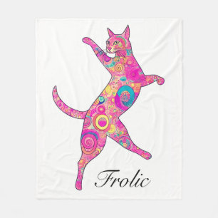 Multicolored Frolicking Cat Fleece Blanket