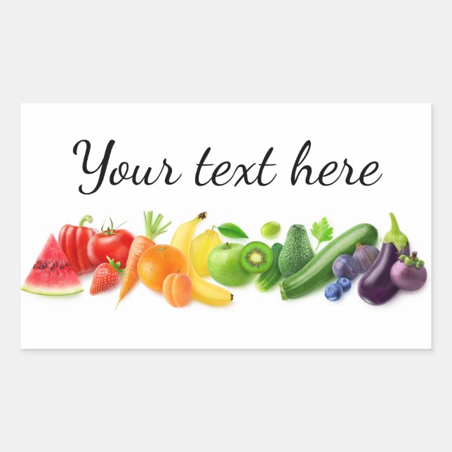 Multicolored fruits in a row rectangular sticker (Front)