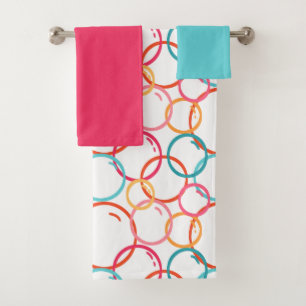 Multicolored Fun Modern Bubble Pattern Bath Towel Set