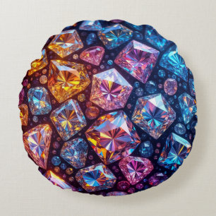 Multicolored Gemstones in a Gradient Display Round Cushion