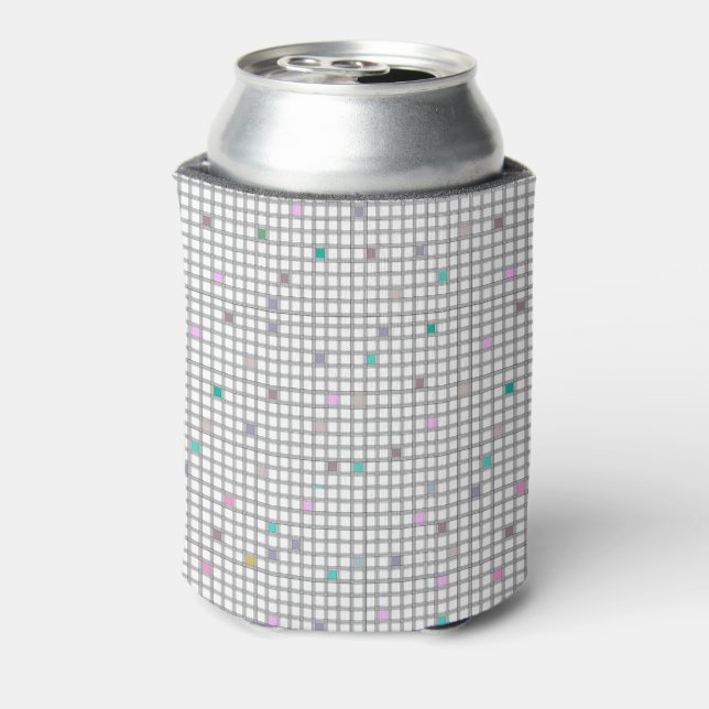 Multicolored Geometric Chequered Pattern Can Cooler (Can Back)