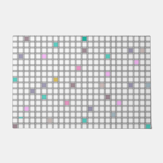 Multicolored Geometric Chequered Pattern Doormat (Front)