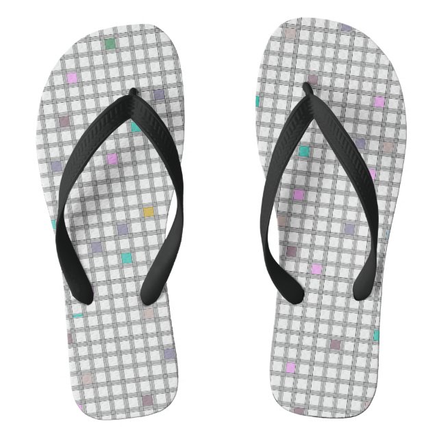 Multicolored Geometric Chequered Pattern Jandals (Footbed)