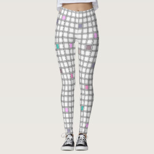 Multicolored Geometric Chequered Pattern Leggings
