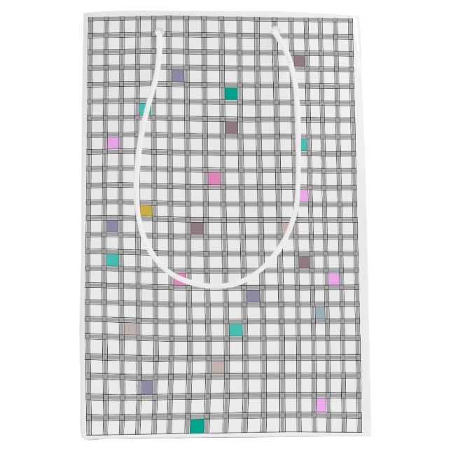 Multicolored Geometric Chequered Pattern Medium Gift Bag (Front)