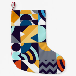 Multicolored Geometric: Primitive Shapes Fusion Small Christmas Stocking