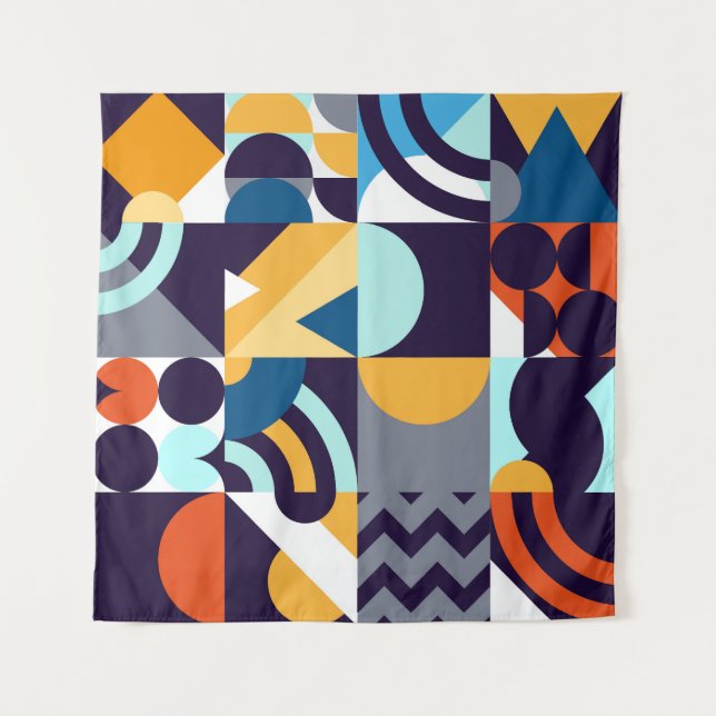 Multicolored Geometric: Primitive Shapes Fusion Tapestry (Front)