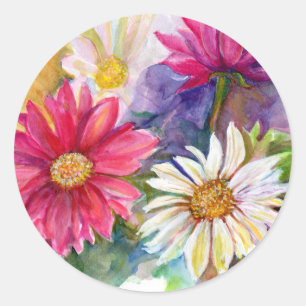 Multicolored Gerbera Daisies Classic Round Sticker