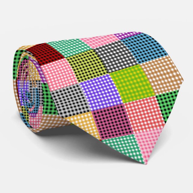Multicolored Gingham Patchwork Plaid Pattern Tie (Creator Uploaded)
