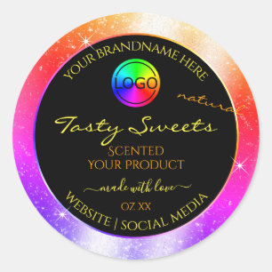 Multicolored Glitter Frame Product Label with Logo