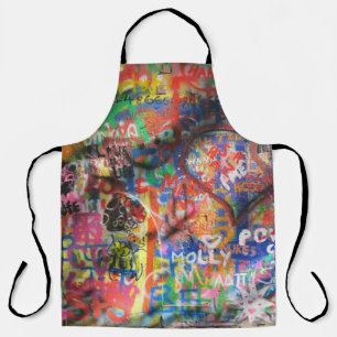 Multicolored graffiti on concrete wall apron