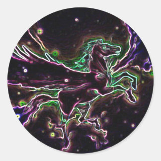 Multicolored graphic design pegusas classic round sticker