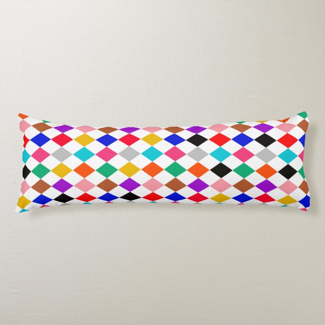 Multicolored Harlequin Diamonds Pattern Design  Body Cushion (Front)