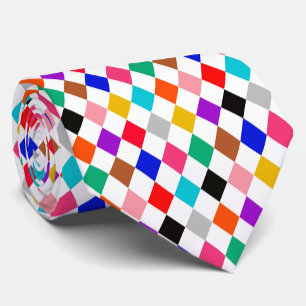Multicolored Harlequin Diamonds Pattern Design  Tie