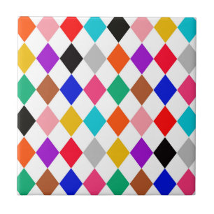 Multicolored Harlequin Diamonds Pattern Design Tile