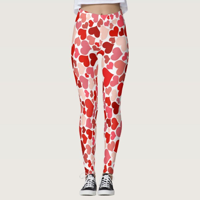 Multicolored Hearts Pattern-20367 Leggings (Front)