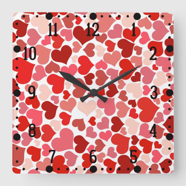 Multicolored Hearts Pattern-20367 Square Wall Clock (Front)
