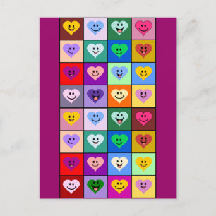 Multicolored Hearts Postcard