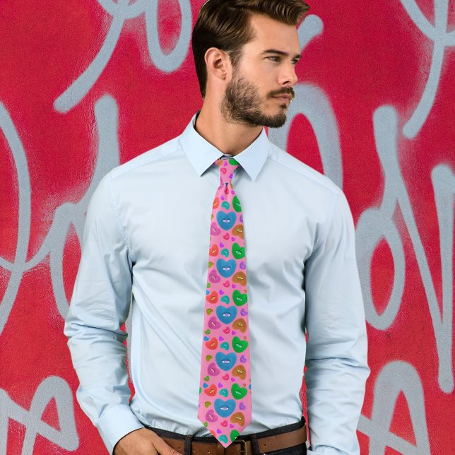 Multicolored Hearts with eyeball Love Valentines Tie (Creator Uploaded)