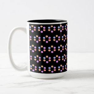 Multicolored Hexagon Geometric Pattern on Black Two-Tone Coffee Mug