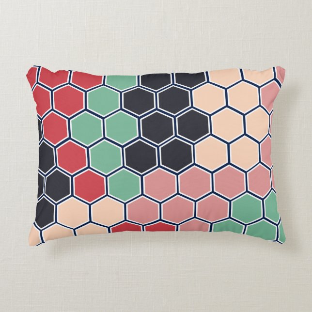 Multicolored Hexagons Modern Pattern Decorative Cushion (Front)
