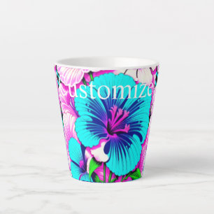 Multicolored Hibiscus Flowers Thunder_Cove Latte Mug