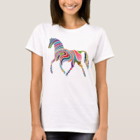 Multicolored Horse on Women's T-Shirt