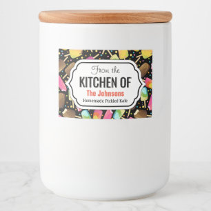 Multicolored ice cream popsicles sprinkles pattern food label