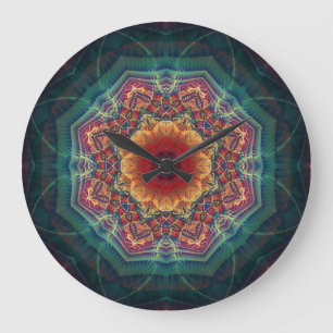 Multicolored kaleidoscope flower, seamless pattern large clock