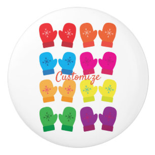 Multicolored Knitted Mittens Thunder_Cove Ceramic Knob
