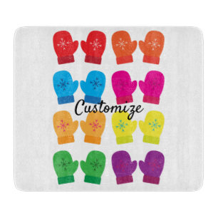 Multicolored Knitted Mittens Thunder_Cove Cutting Board