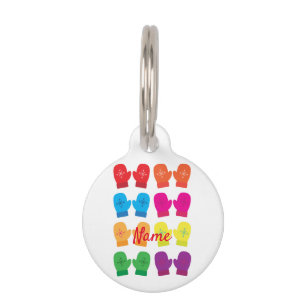 Multicolored Knitted Mittens Thunder_Cove Pet Tag