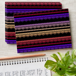 Multicolored lace on black envelope