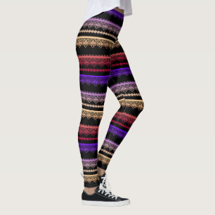 Multicolored lace on black leggings