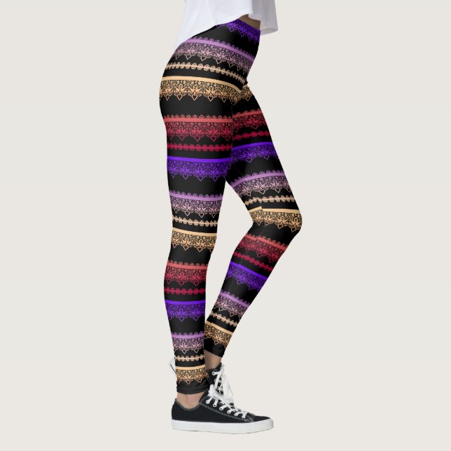 Multicolored lace on black leggings (Right)