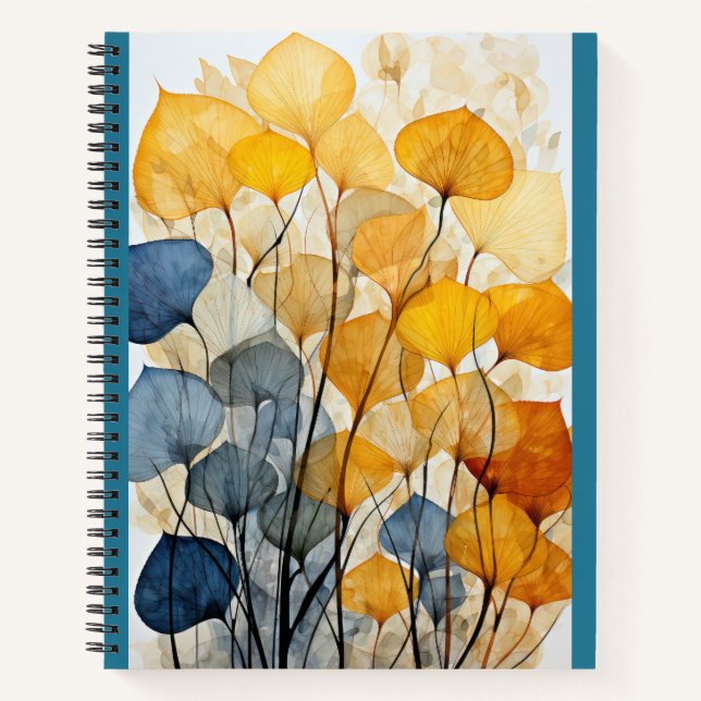 Multicolored Leaves on Blue Notebook (Front)