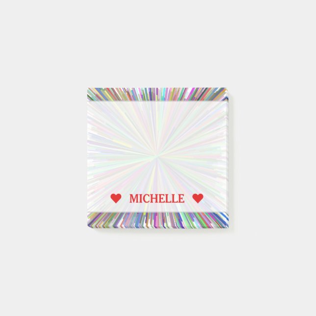 Multicolored Line Burst Pattern & Custom Name Note (Front)