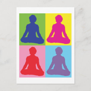 Multicolored Lotus Pose Yoga Postcard