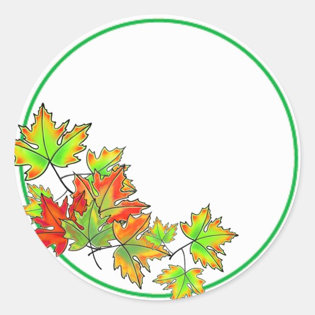 Multicolored Maple Leaves Classic Round Sticker (Front)
