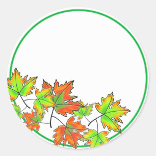 Multicolored Maple Leaves Classic Round Sticker
